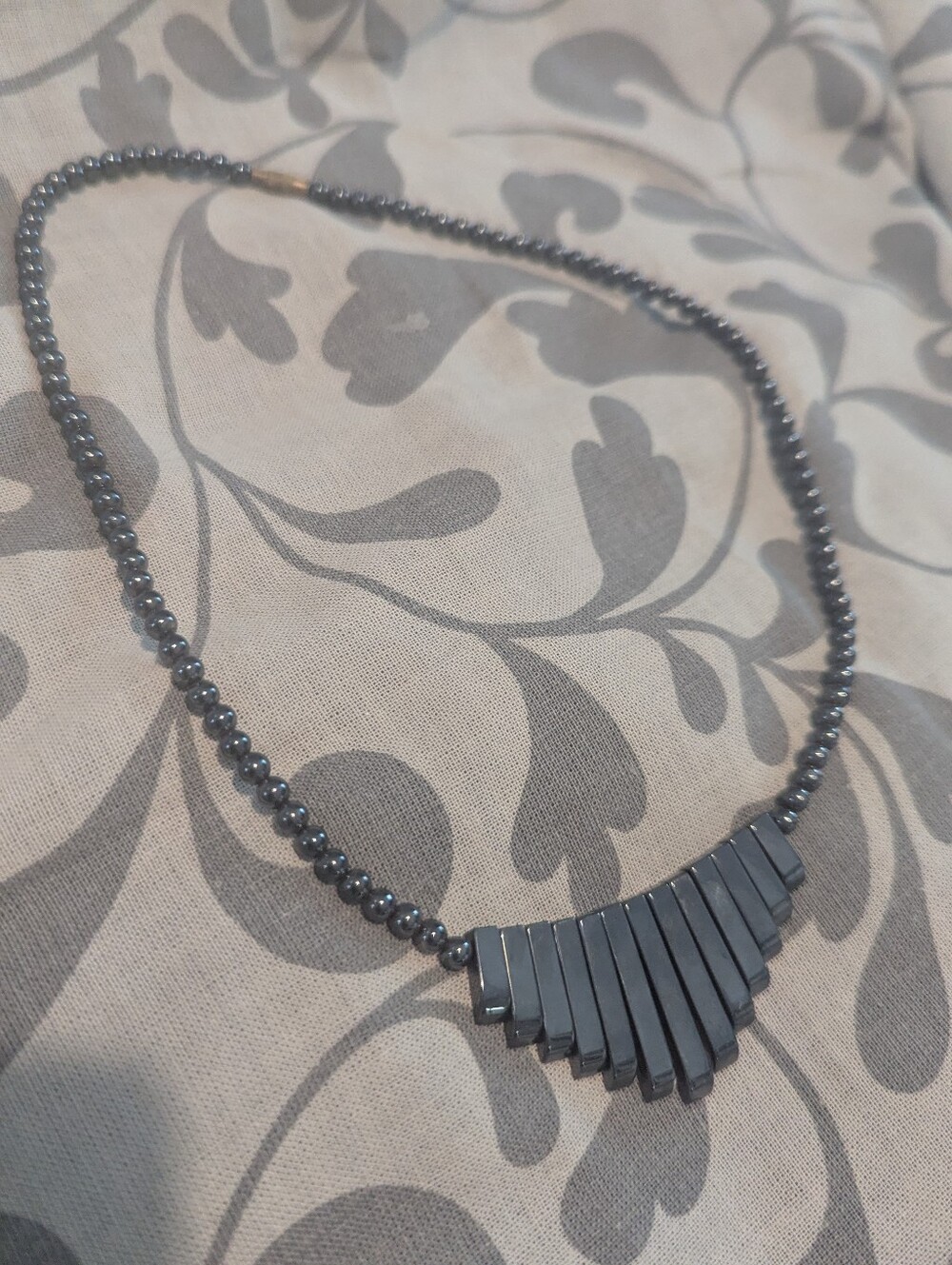 Vintage Hematite Beaded Choker Style Necklace